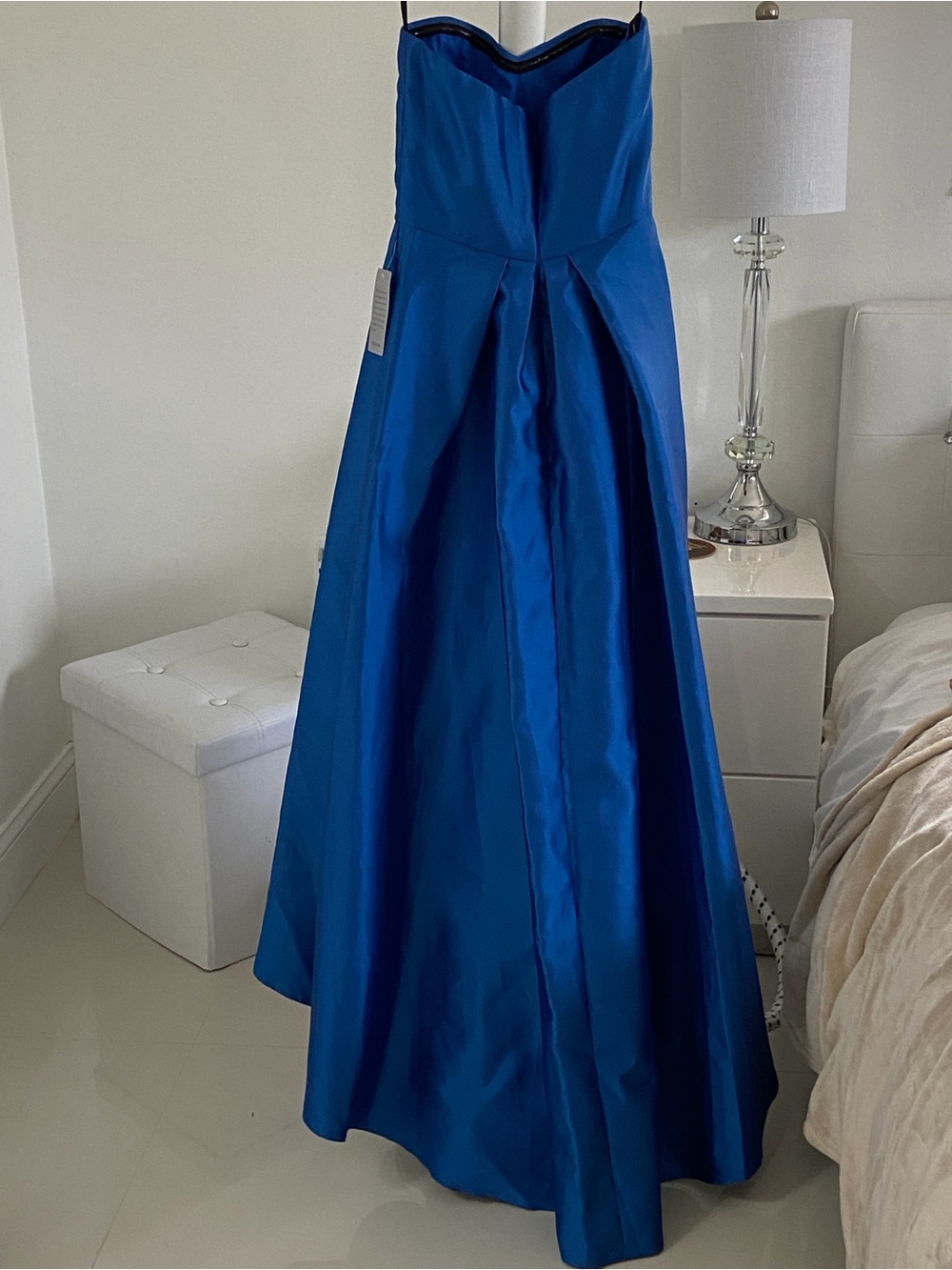 ALFRED SUNG Strapless A-Line Skirt in Royal Blue